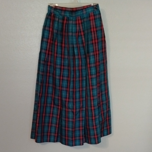 Lanz Vintage Deadstock Festive Plaid Acetate Skirt Made In U.S.A 26" Waist - Picture 3 of 5